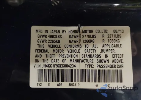 2014 Acura Rlx z USA, uszkodzony, nr VIN JH4KC1F9XEC004234